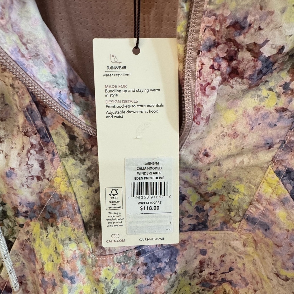 NWT! Women’s Calia purple splash pullover hooded windbreaker jacket Medium $118 - Picture 3 of 5